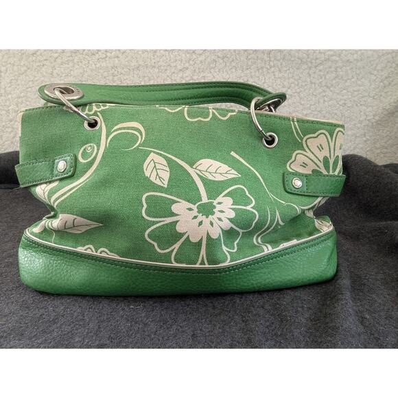 Tommy Hilfiger Green Denim Floral Women`s Handbag Used Y2K 90s - Picture 4 of 12
